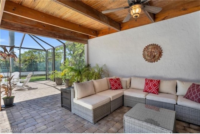 view of patio featuring a lanai and outdoor lounge area