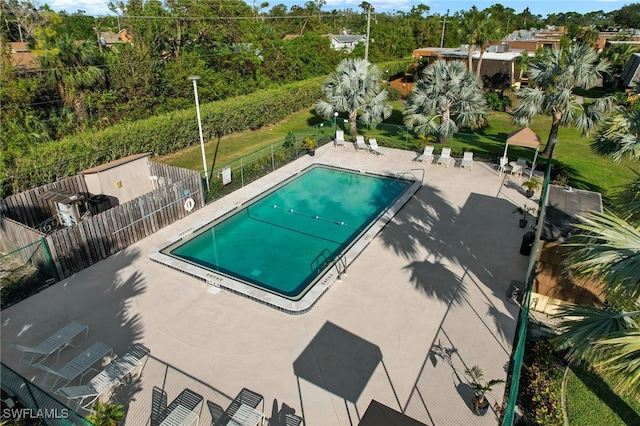 view of swimming pool with a patio