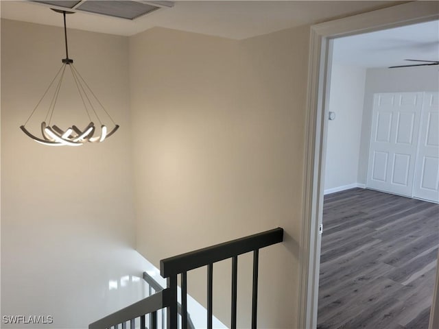 stairway with wood-type flooring