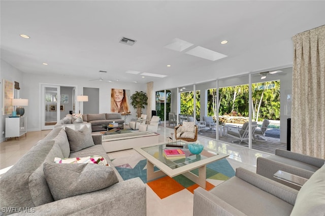 view of tiled living room