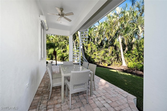 view of patio with ceiling fan