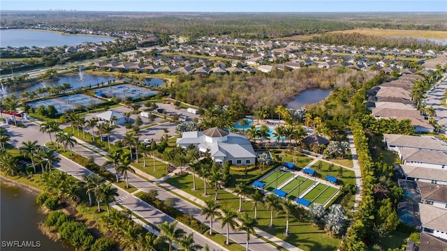 bird's eye view featuring a water view