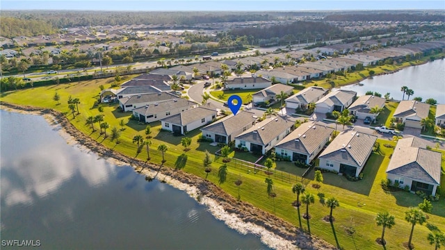 bird's eye view featuring a water view