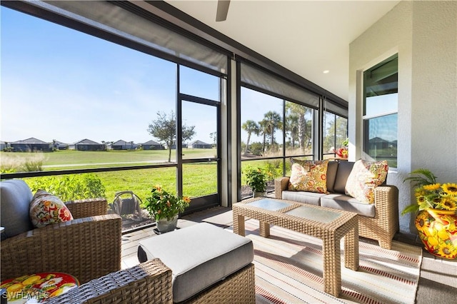 15844 Cranes Marsh Ct, Punta Gorda, FL 33982 - sunroom / solarium with an outdoor hangout area and ceiling fan