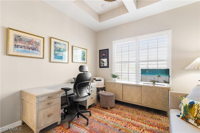 15844 Cranes Marsh Ct, Punta Gorda, FL 33982 - office space with tile patterned flooring and coffered ceiling