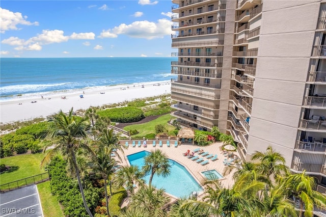 property view of water with a view of the beach