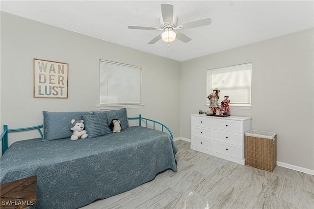 bedroom featuring ceiling fan