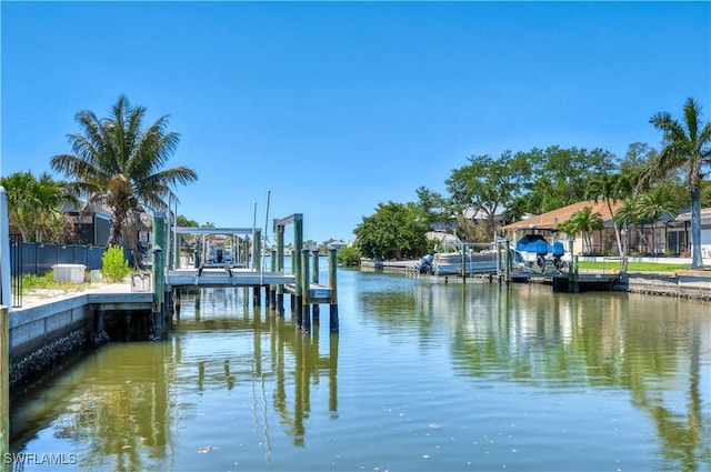 view of dock featuring a water view