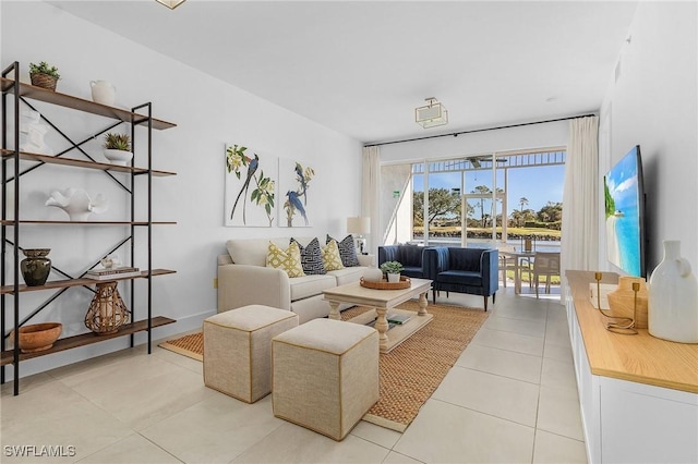 view of tiled living room