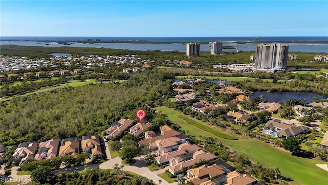 bird's eye view featuring a water view