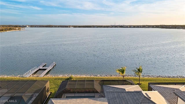 view of water feature featuring a dock