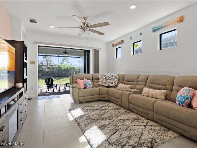 view of tiled living room