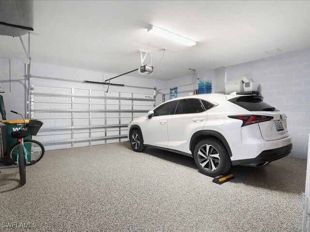 garage with a garage door opener