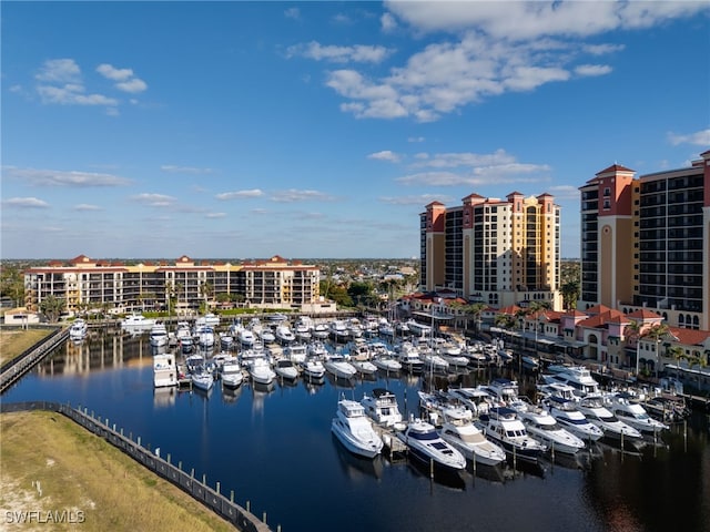 property view of water featuring a dock