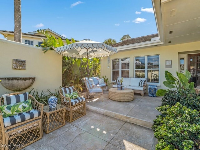 view of patio featuring outdoor lounge area