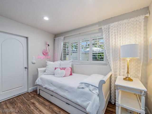 bedroom featuring dark wood-type flooring