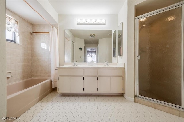 bathroom featuring vanity and tile patterned floors