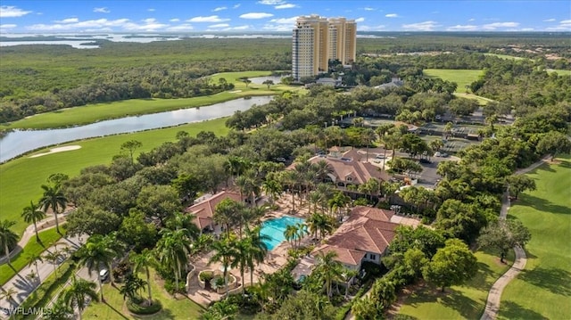 bird's eye view featuring a water view