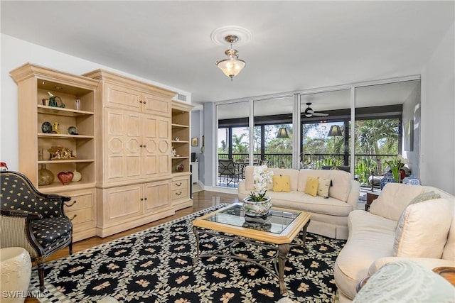 living room with wood-type flooring