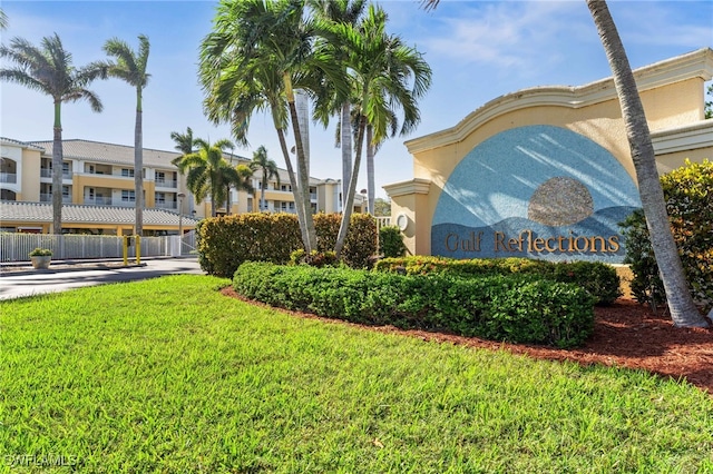 11021 Gulf Reflections Dr Unit 103, Fort Myers, FL 33908 - community / neighborhood sign featuring fence and a lawn