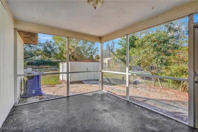 view of unfurnished sunroom