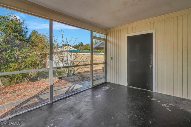 view of unfurnished sunroom