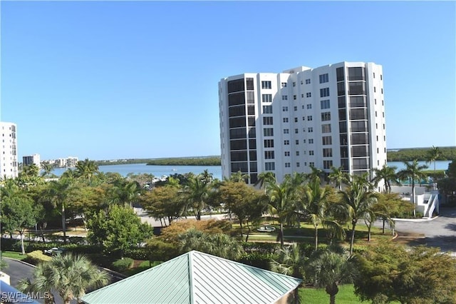 view of property with a water view