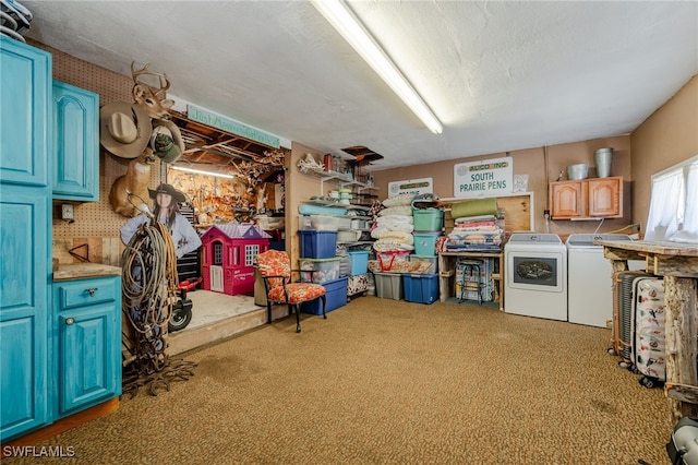 storage area with independent washer and dryer