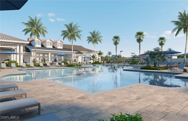 view of pool featuring a patio area