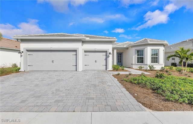 view of front of house with a garage