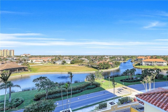 bird's eye view featuring a water view