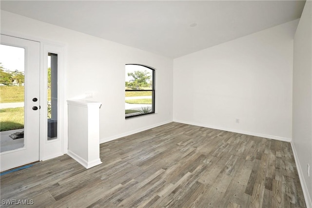 entryway with dark wood-type flooring