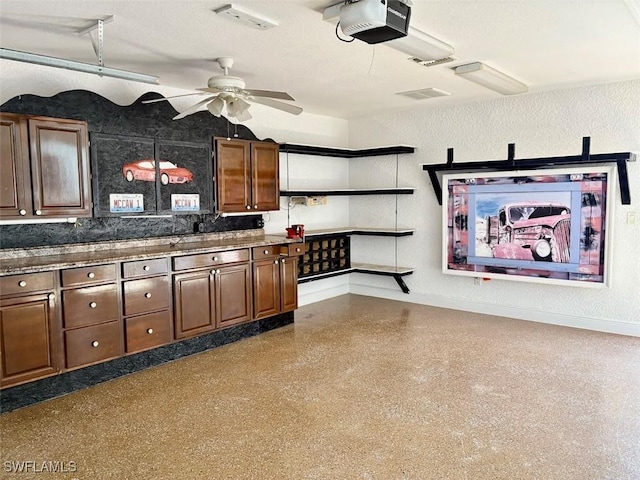 kitchen with ceiling fan