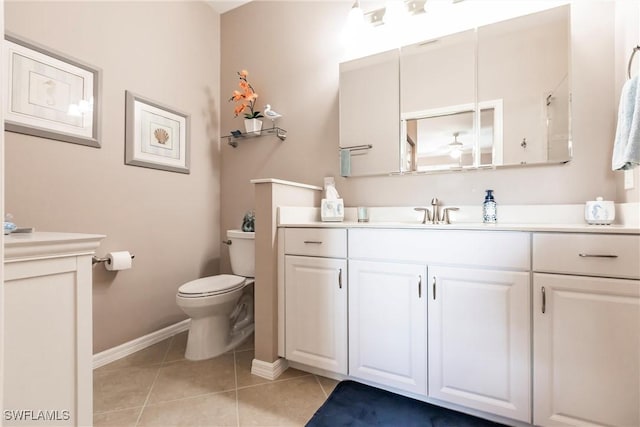 bathroom with tile patterned floors, vanity, and toilet