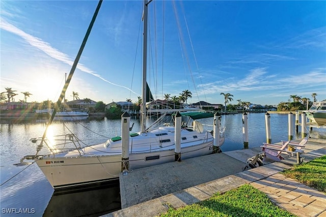 view of dock featuring a water view