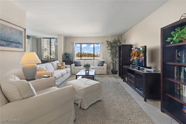 view of tiled living room