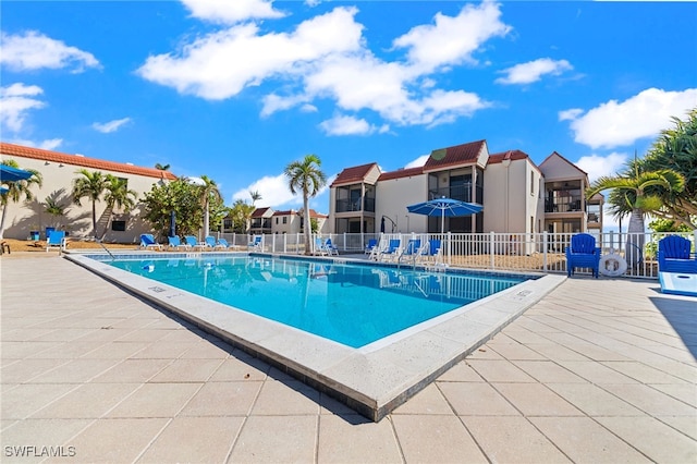 view of pool featuring a patio area