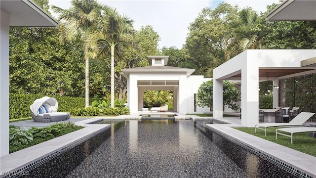 view of swimming pool featuring a gazebo and a patio