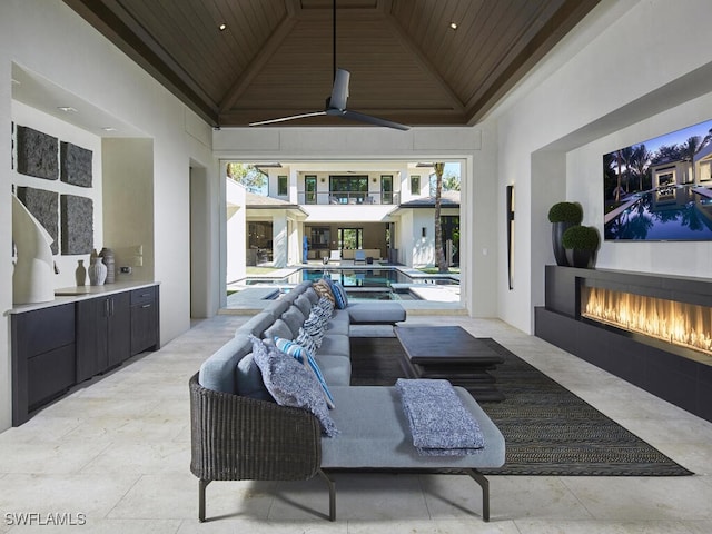 view of patio featuring ceiling fan