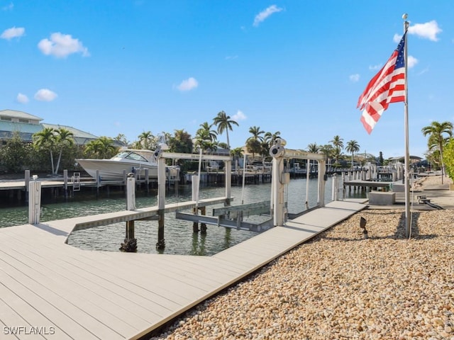 view of dock featuring a water view