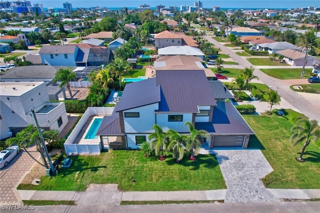 drone / aerial view with a residential view