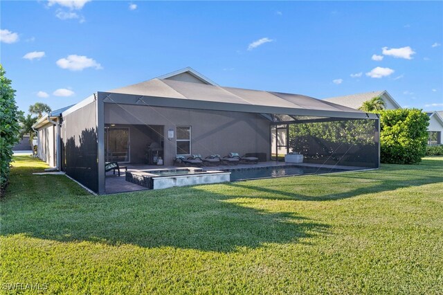 view of yard with a patio area and a lanai