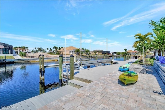 view of dock featuring a water view