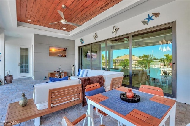 view of patio / terrace with outdoor lounge area and ceiling fan