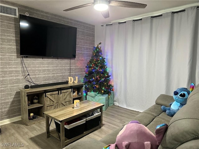 living room with wood-type flooring