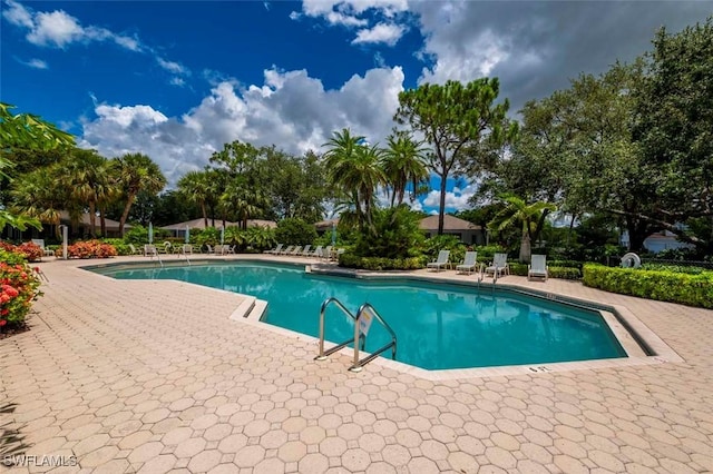 view of pool featuring a patio