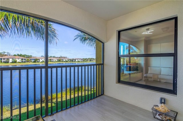 balcony with a water view