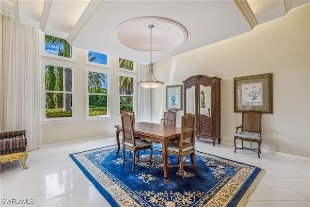 dining area with light tile patterned floors