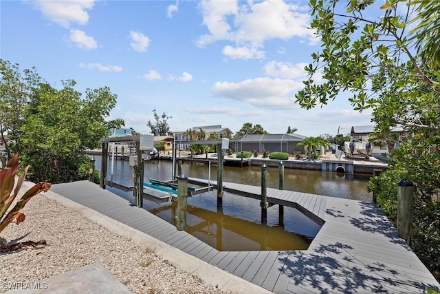 dock area featuring a water view