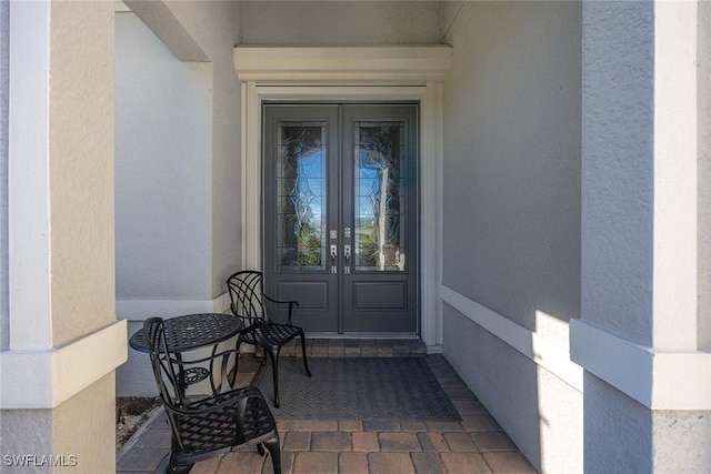 property entrance with french doors